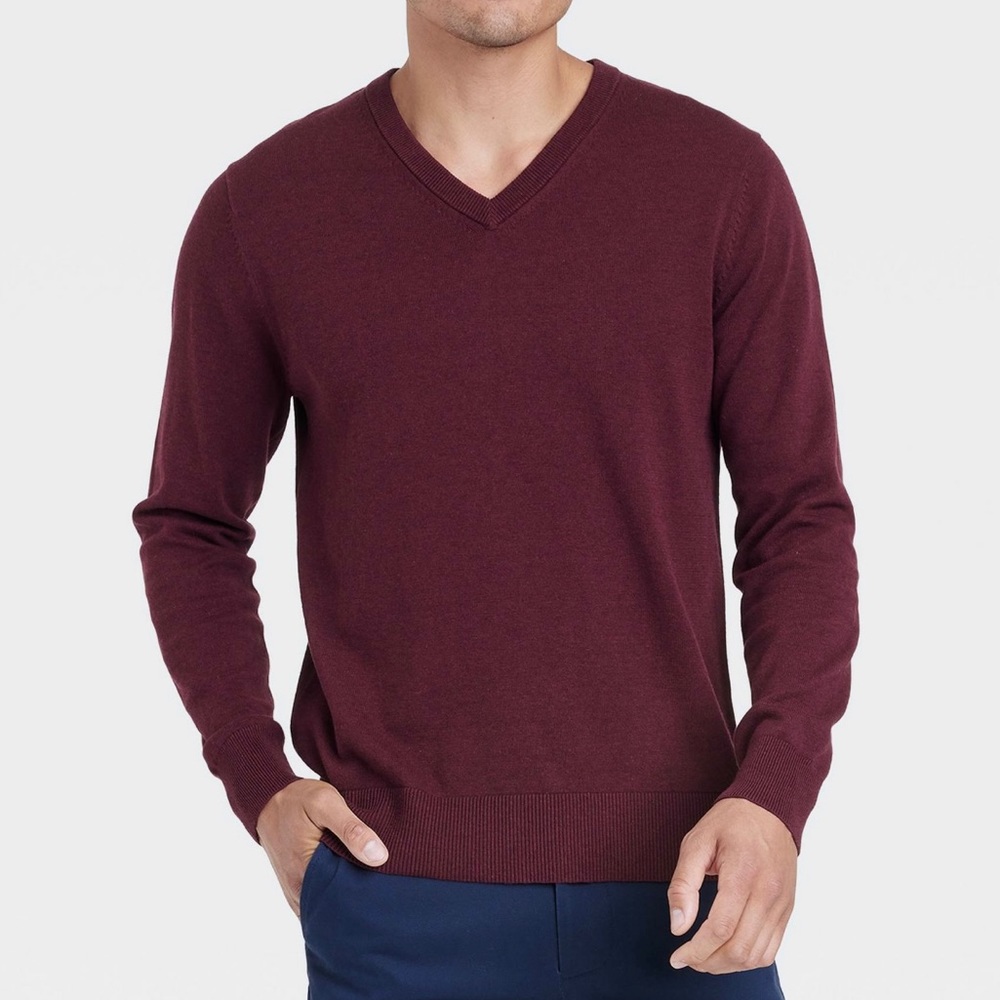 UNIQLO Burgundy / Wine V-neck Sweater